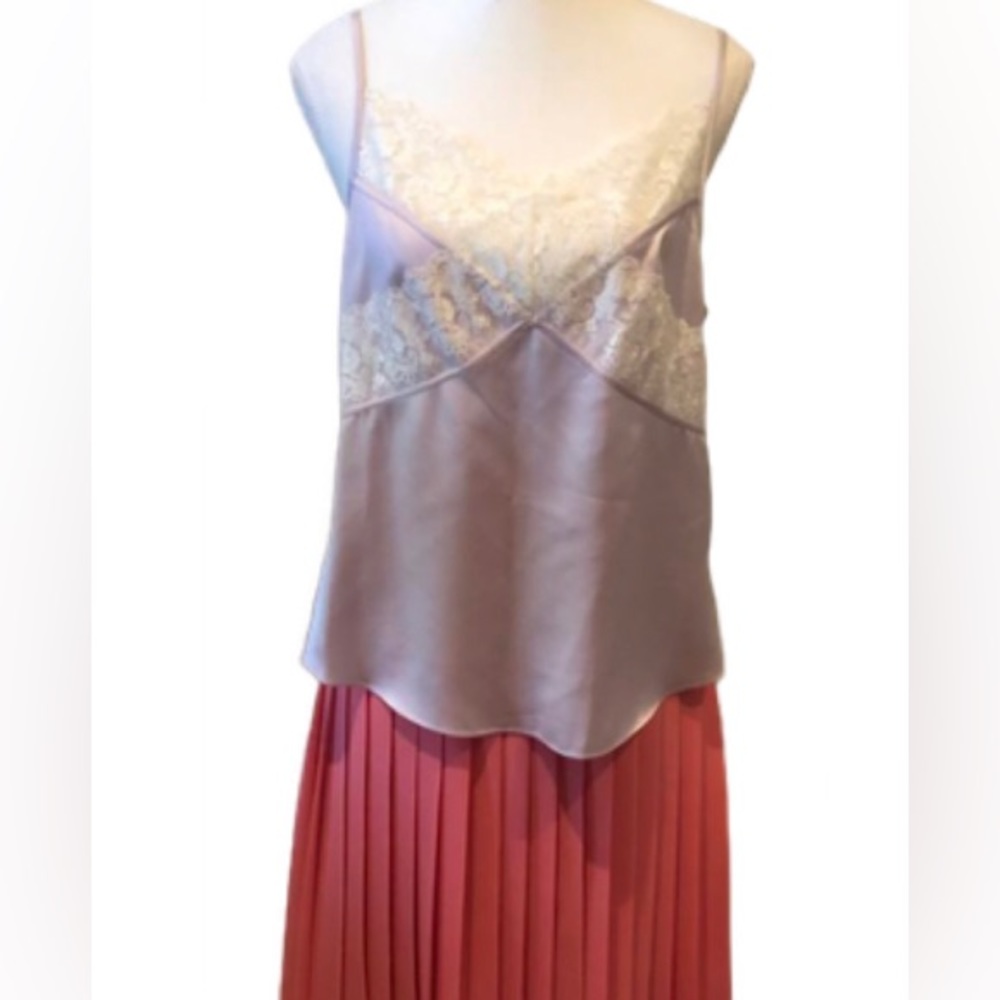 Diane von Fürstenberg Spaghetti Strap Lilac with White Lace Cami Sz M
